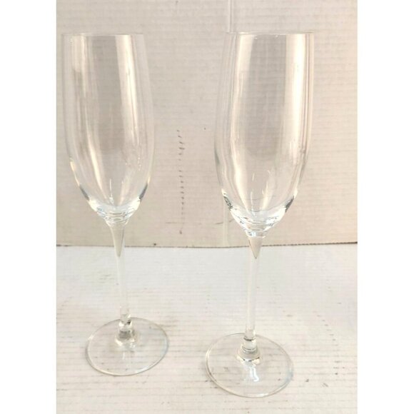 Set Of 2 Crystal Clear Champagne Flutes 9.75" Tall Stemware Glasses For Celebrat - Picture 7 of 9